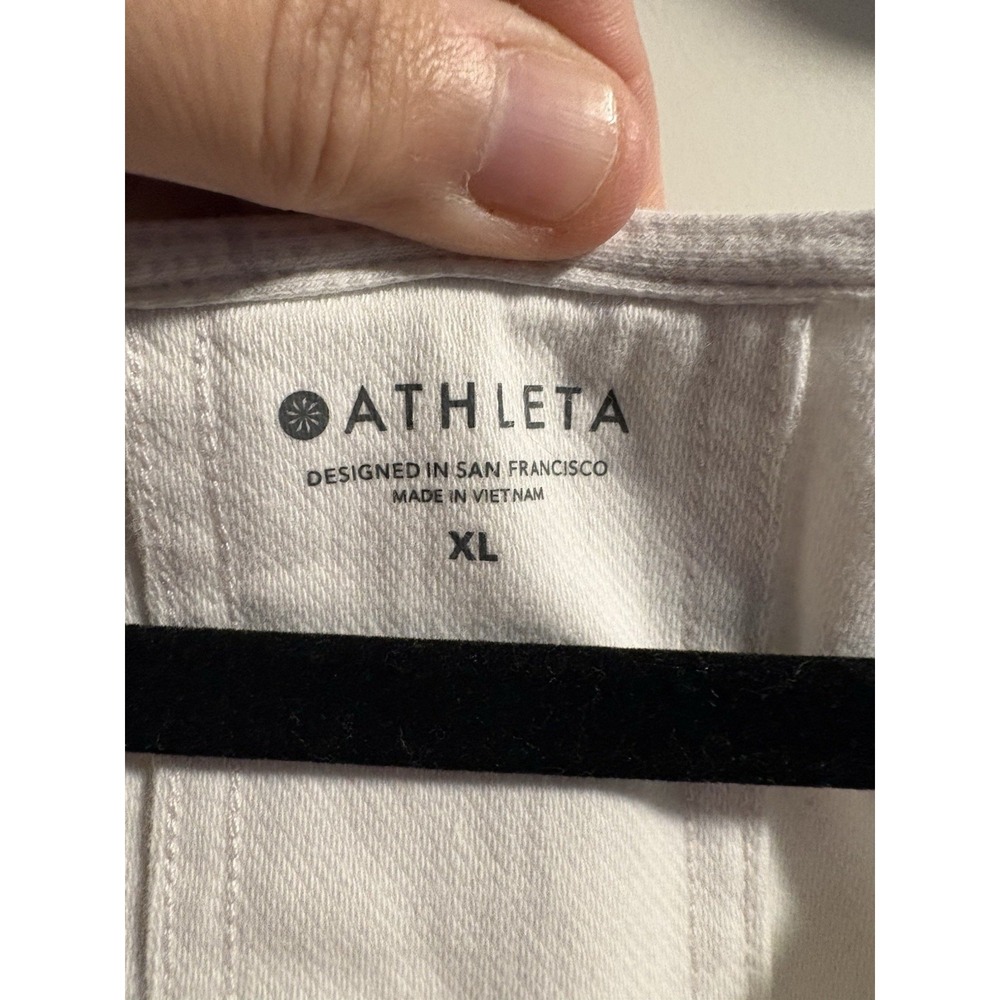 Athleta Romper Womens XL White Textured Sleeveless Drawstring Waist Pockets - Picture 4 of 7